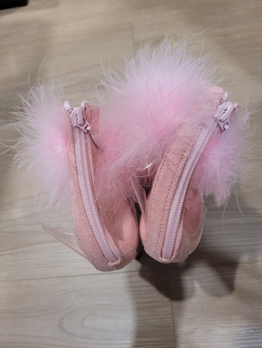 Pleasers Size 5 Adore - 724F Pink Flamingo, Fluffy Heels - Picture 7 of 13